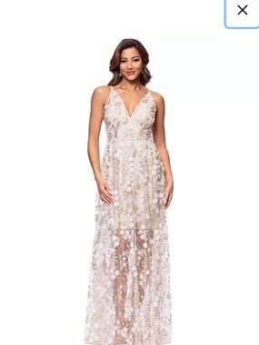 XSCAPE Women's Sequin Embellished V-Neck Sleeveless Gown